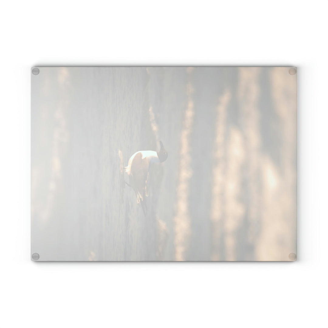 Laughing Gull in the Surf - Glass Cutting Board - Visiting This World