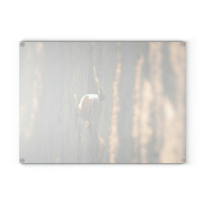 Laughing Gull in the Surf - Glass Cutting Board - Visiting This World