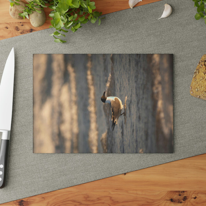 Laughing Gull in the Surf - Glass Cutting Board - Visiting This World