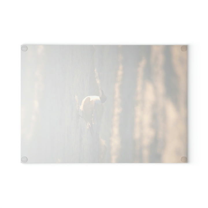 Laughing Gull in the Surf - Glass Cutting Board - Visiting This World