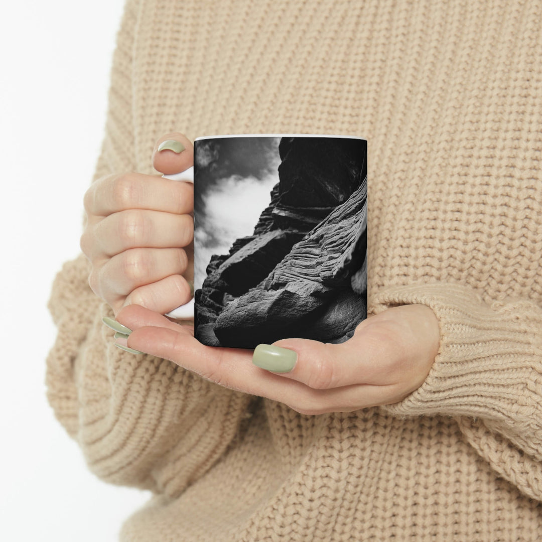 Layers of Rock in Black and White - Ceramic Mug 11oz - Visiting This World