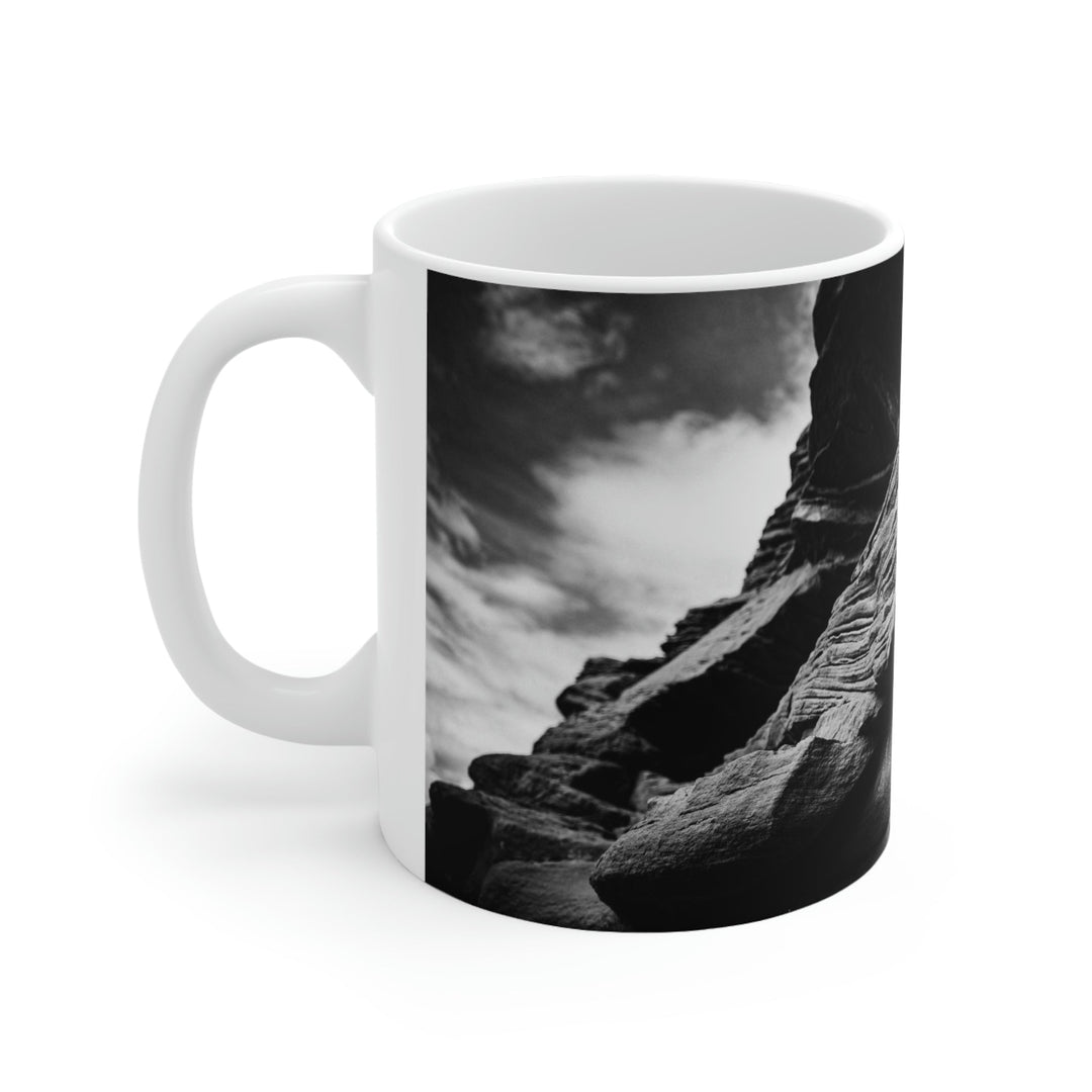 Layers of Rock in Black and White - Ceramic Mug 11oz - Visiting This World