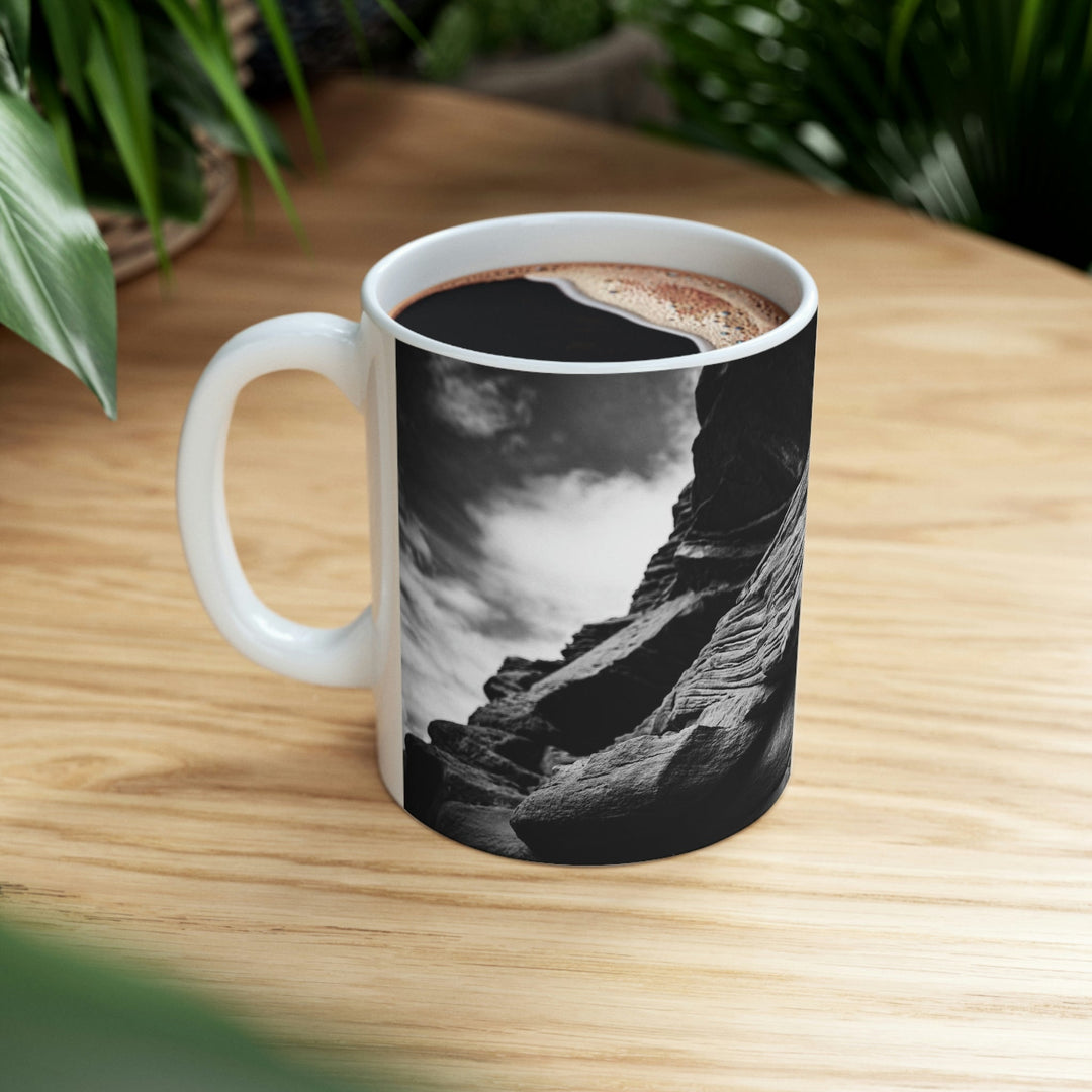 Layers of Rock in Black and White - Ceramic Mug 11oz - Visiting This World