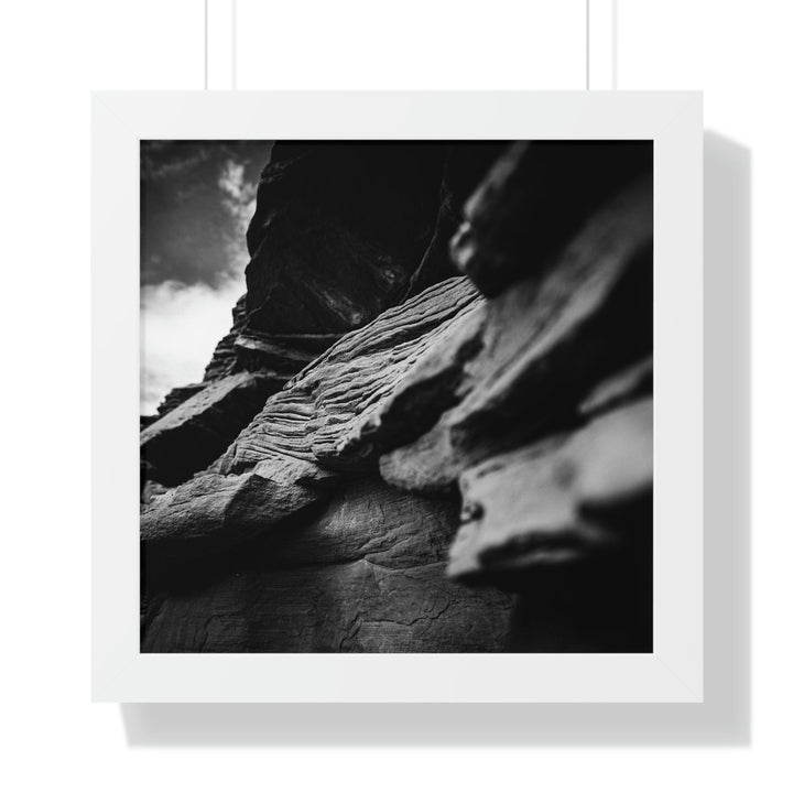 Layers of Rock in Black and White - Framed Print - Visiting This World