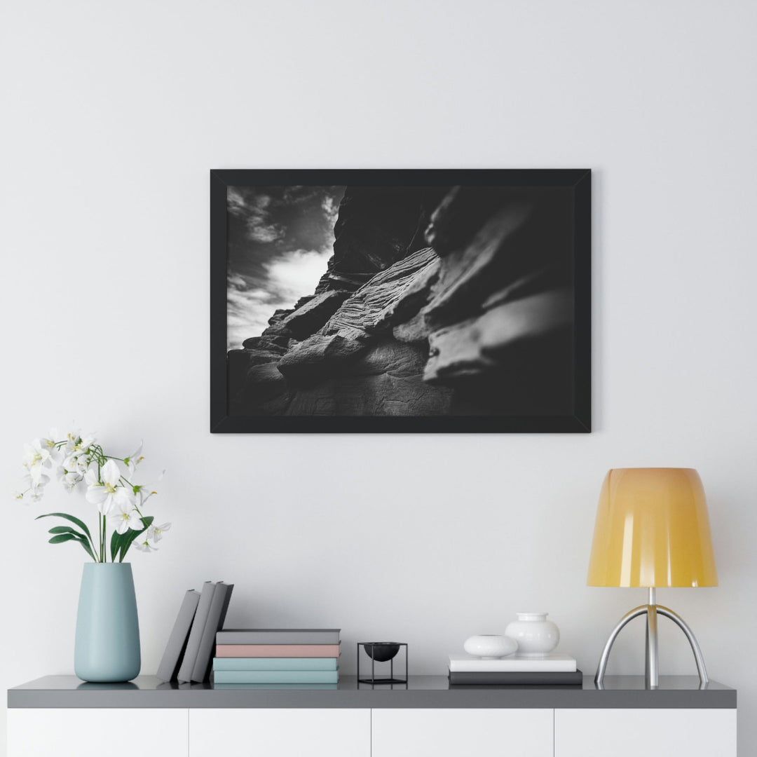 Layers of Rock in Black and White - Framed Print - Visiting This World