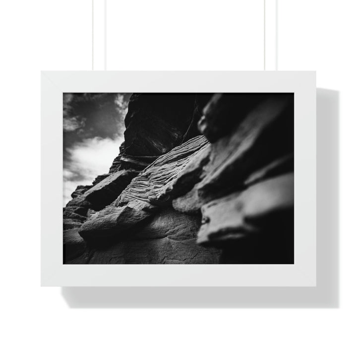 Layers of Rock in Black and White - Framed Print - Visiting This World