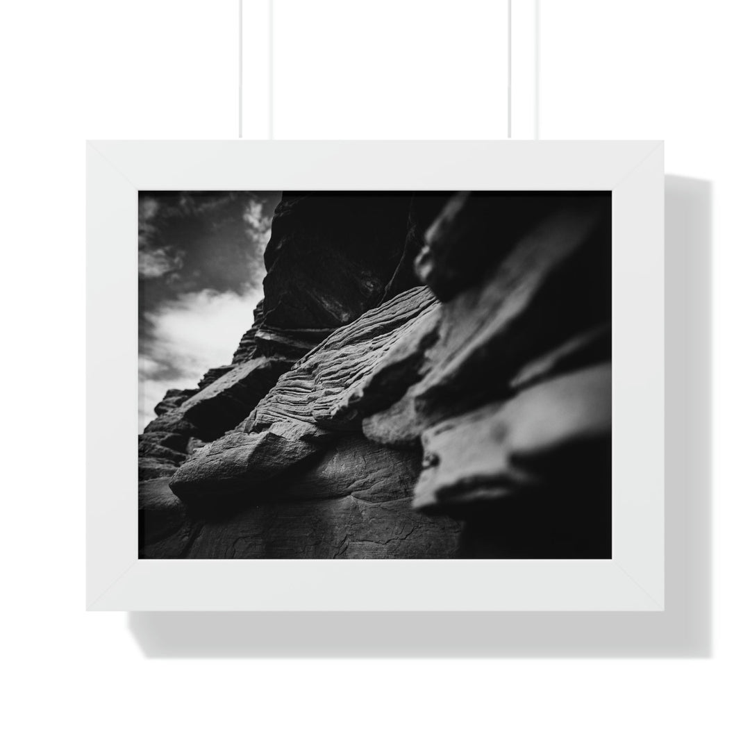 Layers of Rock in Black and White - Framed Print - Visiting This World