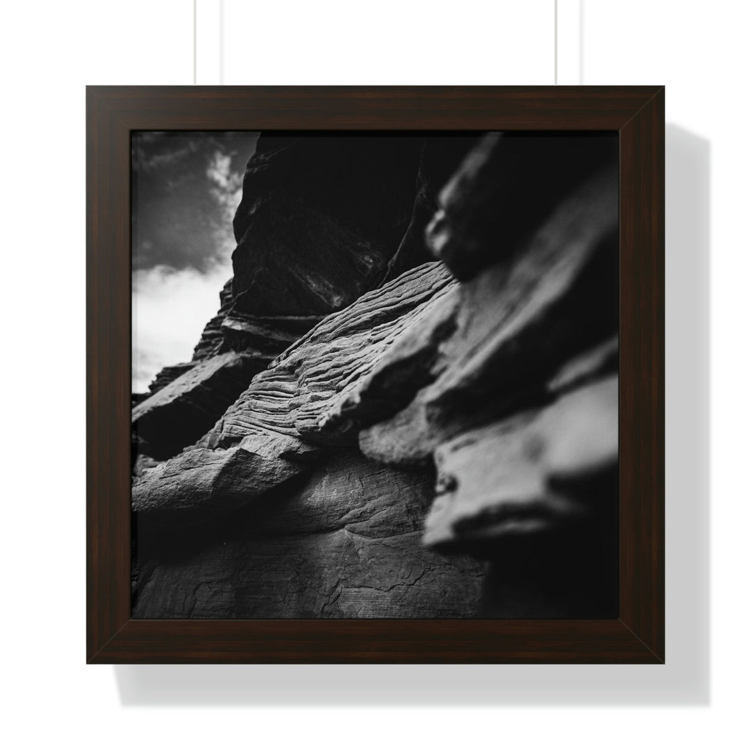 Layers of Rock in Black and White - Framed Print - Visiting This World