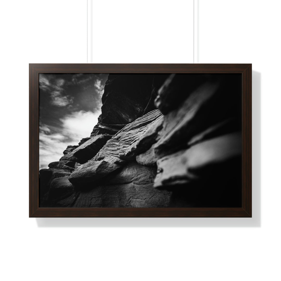 Layers of Rock in Black and White - Framed Print - Visiting This World