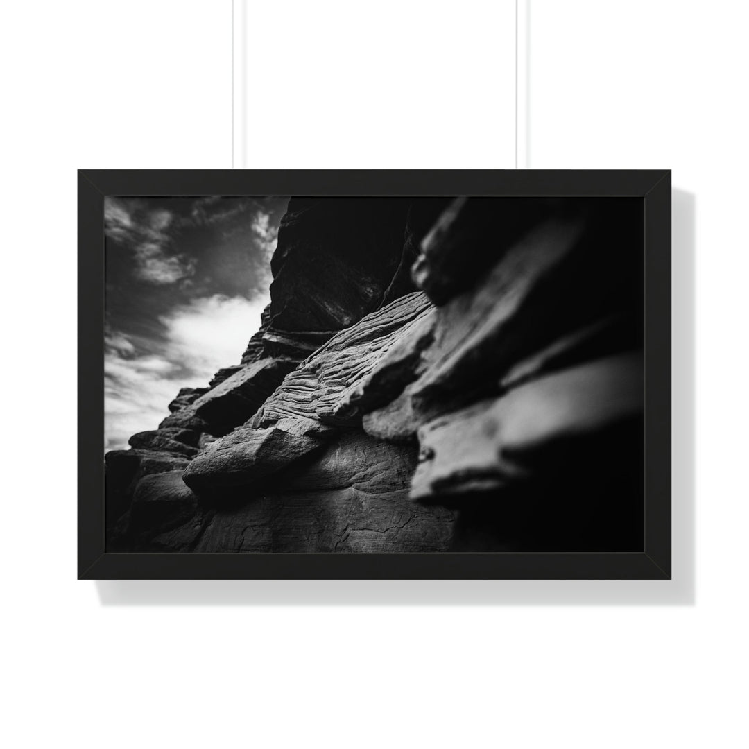 Layers of Rock in Black and White - Framed Print - Visiting This World