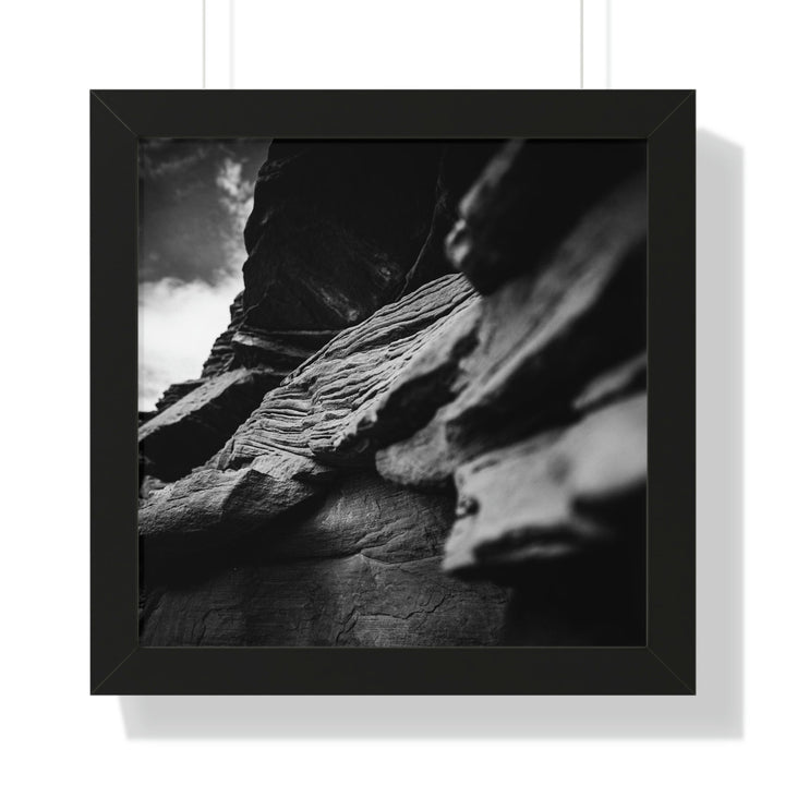 Layers of Rock in Black and White - Framed Print - Visiting This World