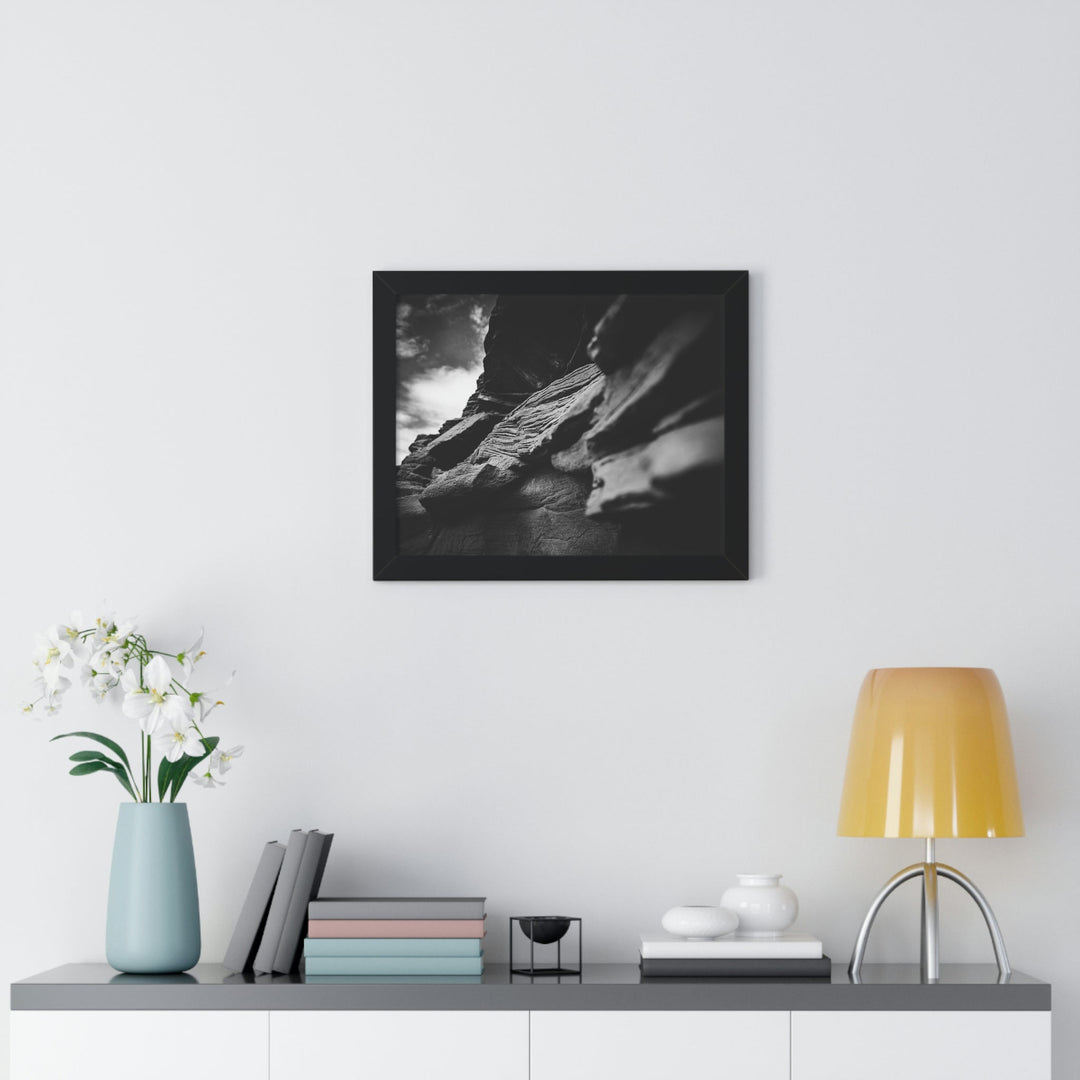 Layers of Rock in Black and White - Framed Print - Visiting This World