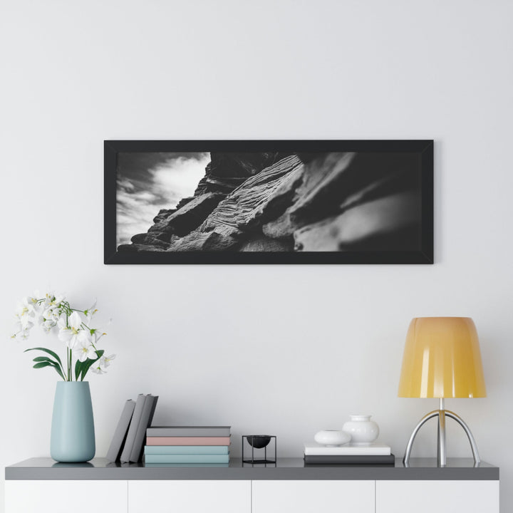 Layers of Rock in Black and White - Framed Print - Visiting This World