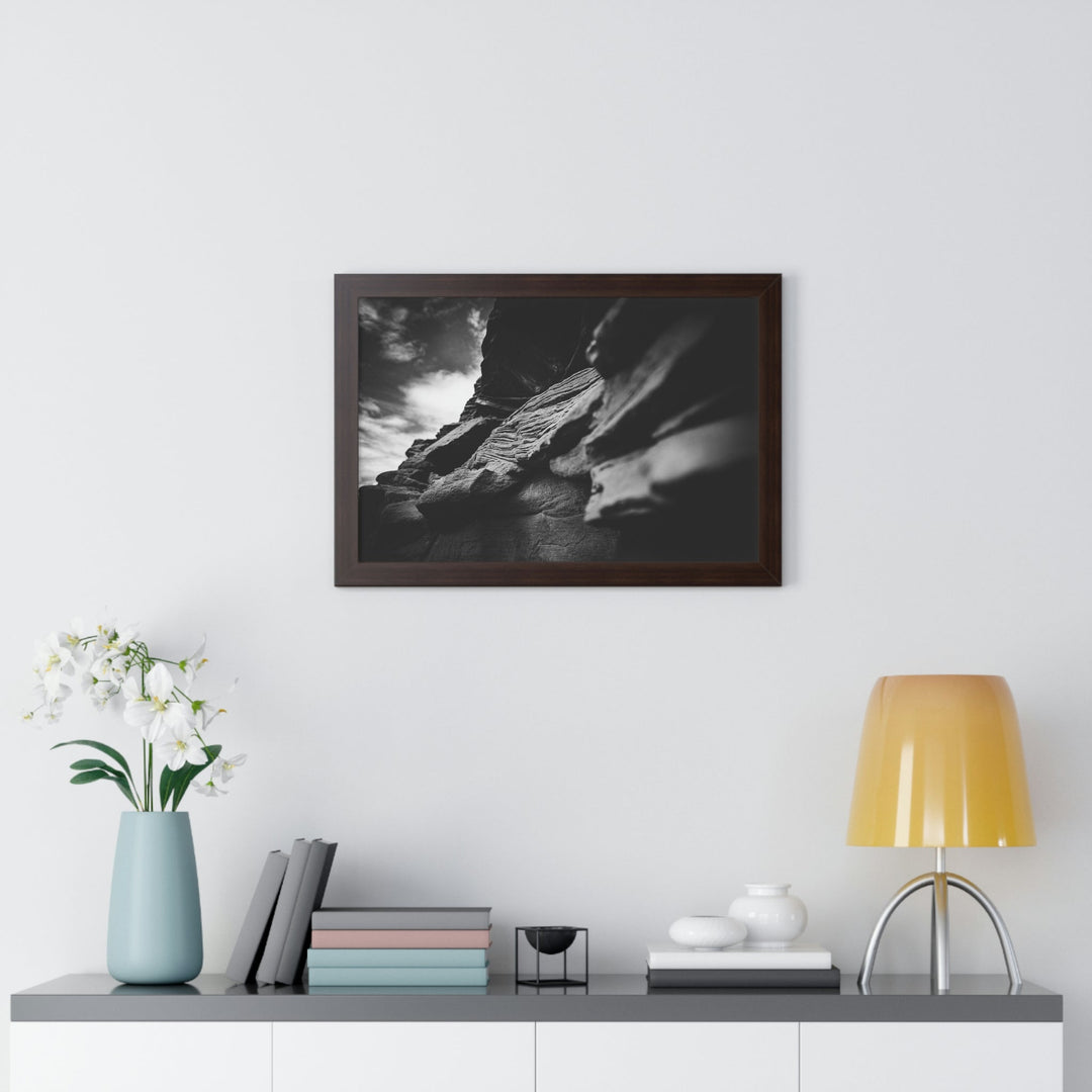 Layers of Rock in Black and White - Framed Print - Visiting This World