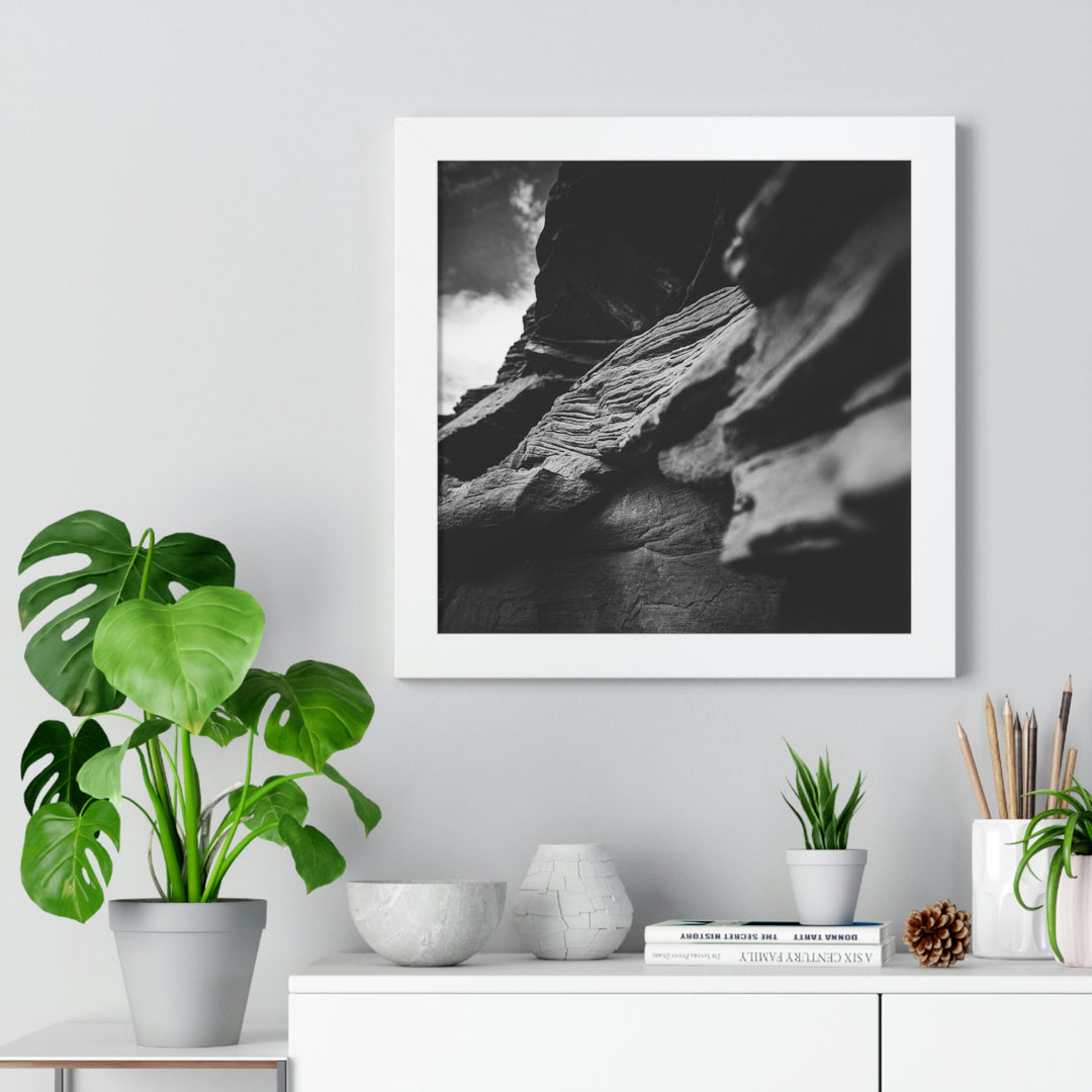 Layers of Rock in Black and White - Framed Print - Visiting This World