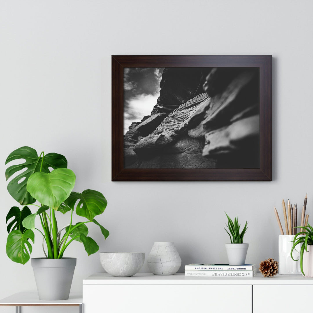 Layers of Rock in Black and White - Framed Print - Visiting This World