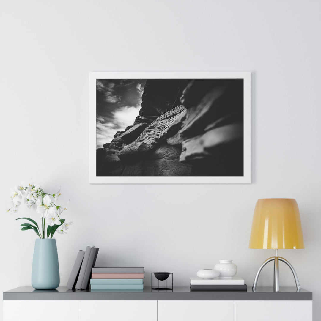 Layers of Rock in Black and White - Framed Print - Visiting This World