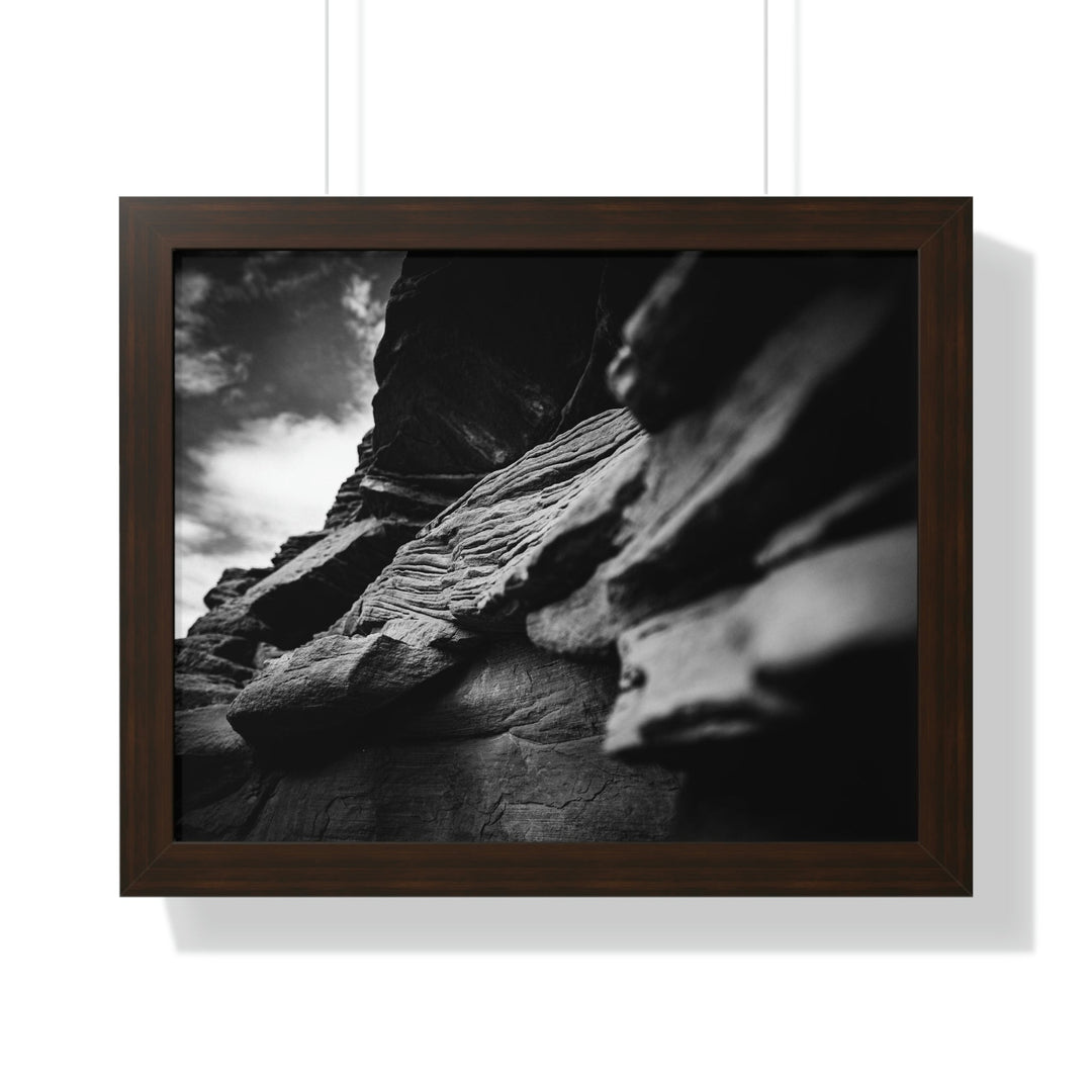 Layers of Rock in Black and White - Framed Print - Visiting This World