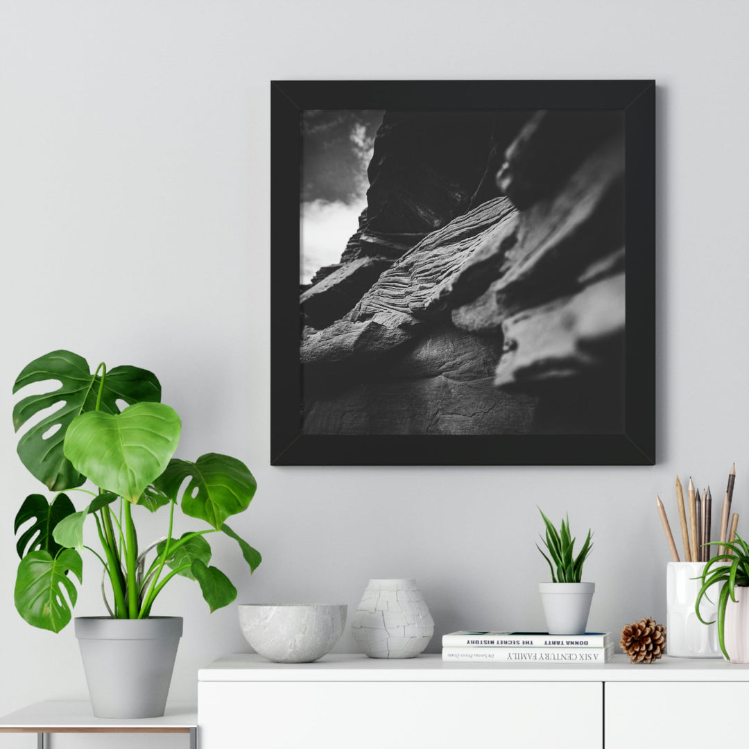 Layers of Rock in Black and White - Framed Print - Visiting This World