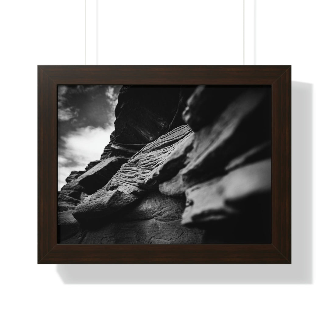 Layers of Rock in Black and White - Framed Print - Visiting This World