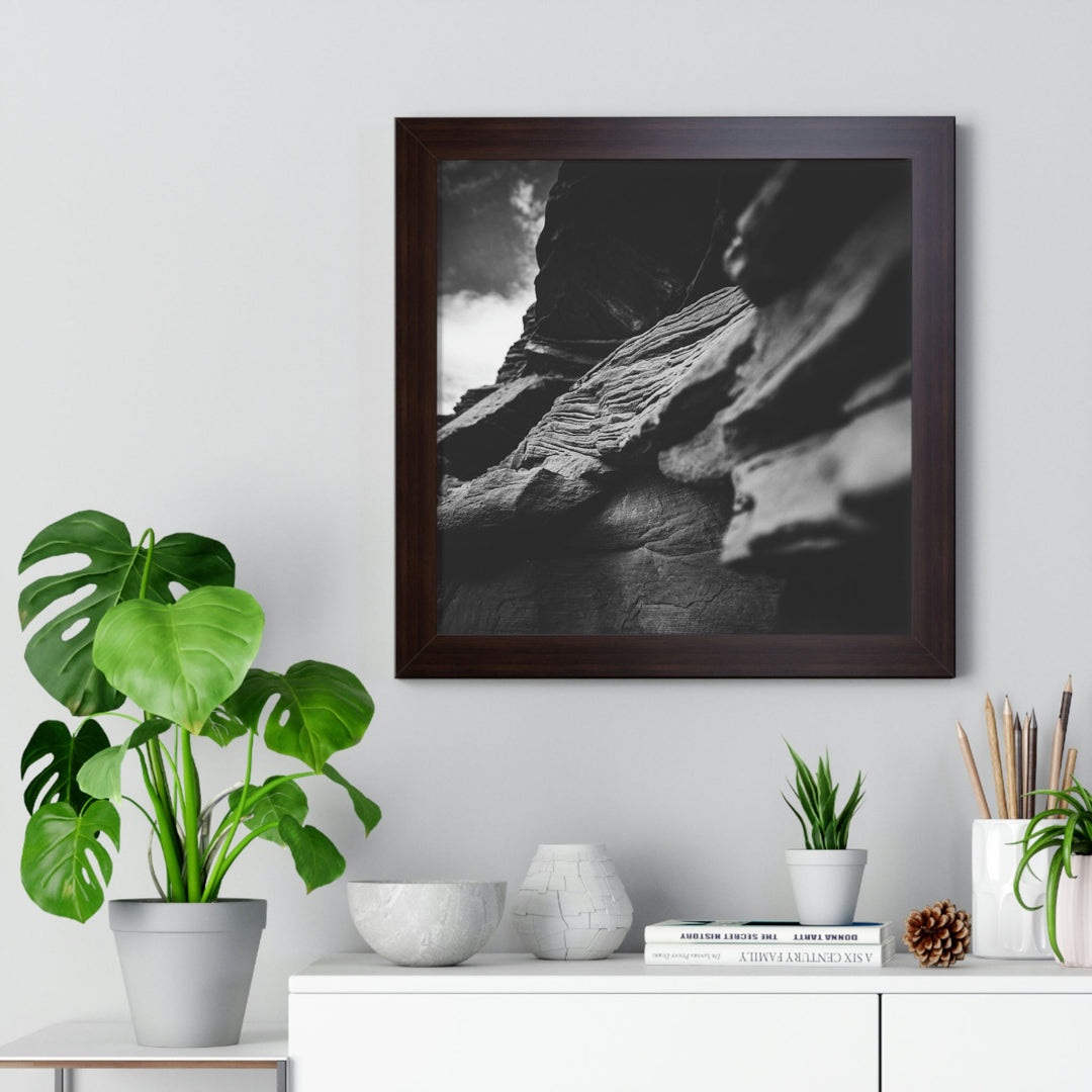 Layers of Rock in Black and White - Framed Print - Visiting This World