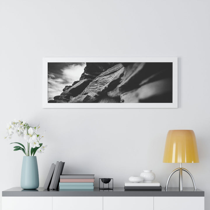 Layers of Rock in Black and White - Framed Print - Visiting This World