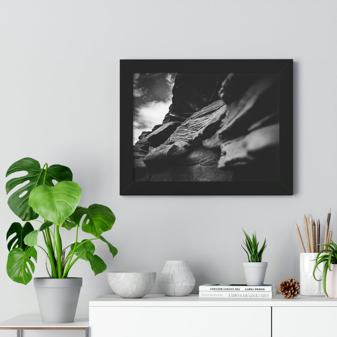 Layers of Rock in Black and White - Framed Print - Visiting This World