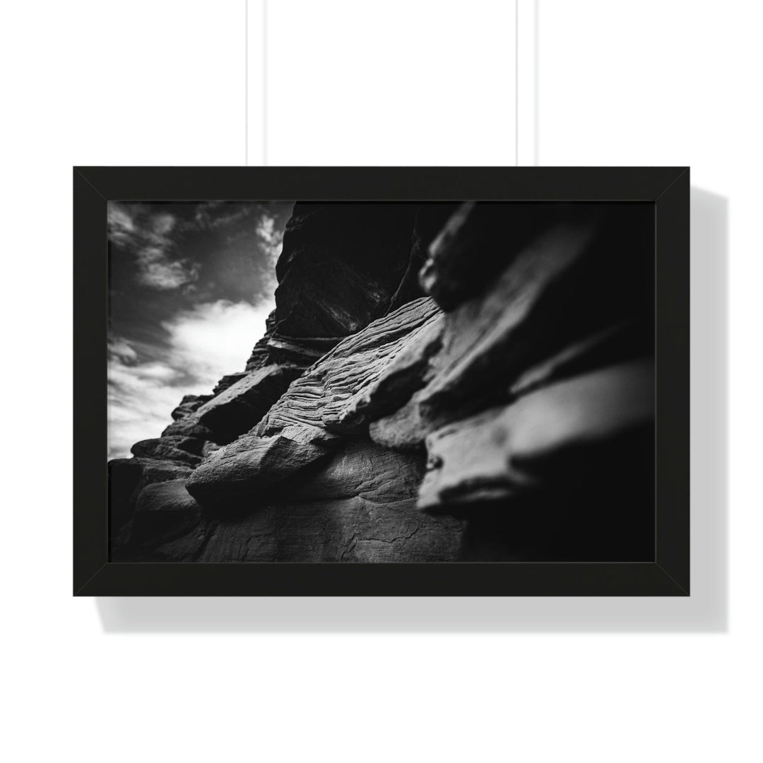 Layers of Rock in Black and White - Framed Print - Visiting This World