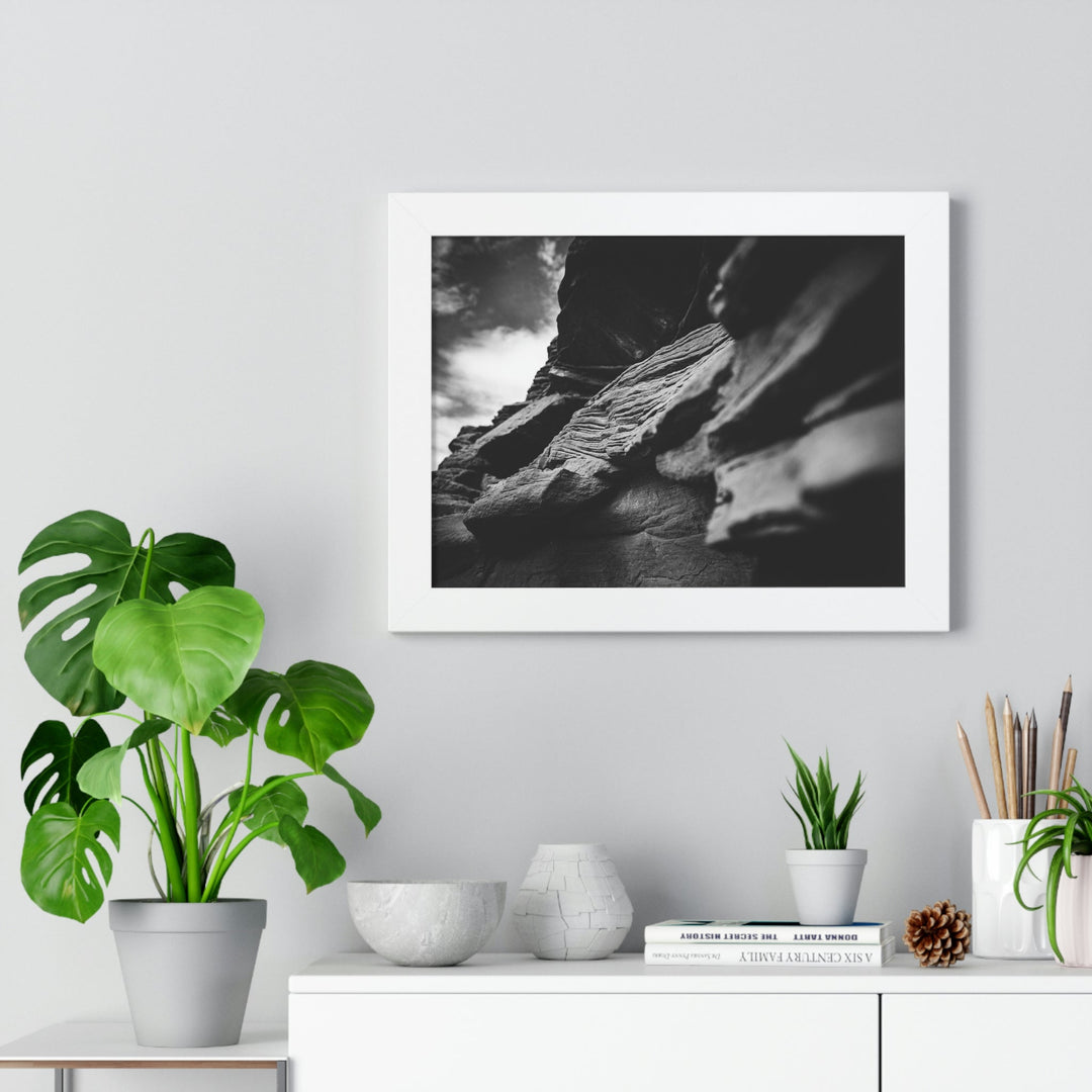 Layers of Rock in Black and White - Framed Print - Visiting This World