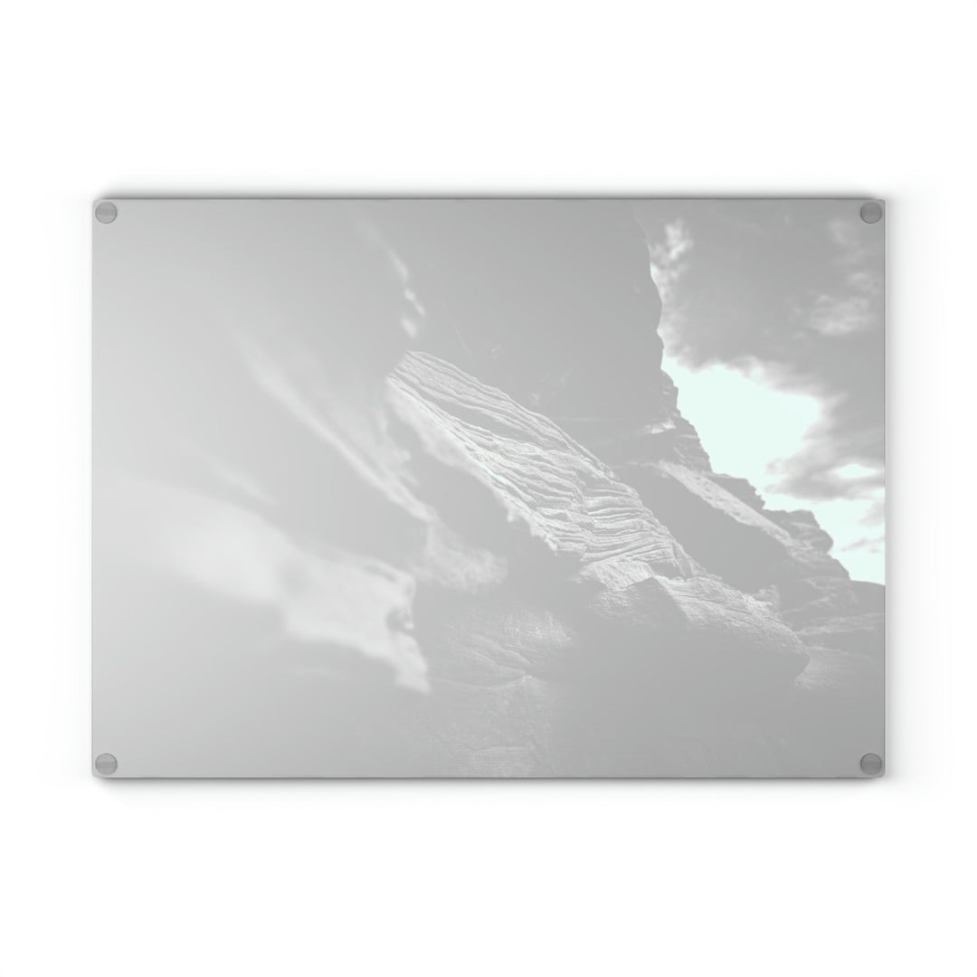 Layers of Rock in Black and White - Glass Cutting Board - Visiting This World