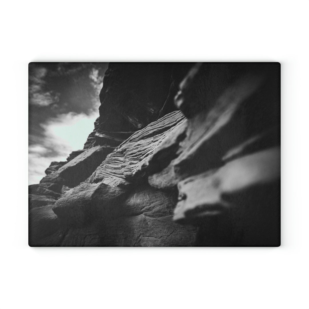 Layers of Rock in Black and White - Glass Cutting Board - Visiting This World