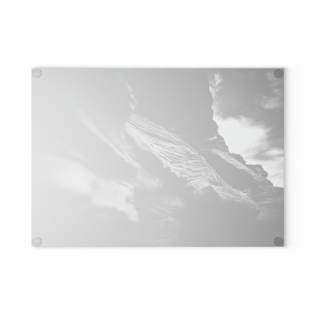 Layers of Rock in Black and White - Glass Cutting Board - Visiting This World