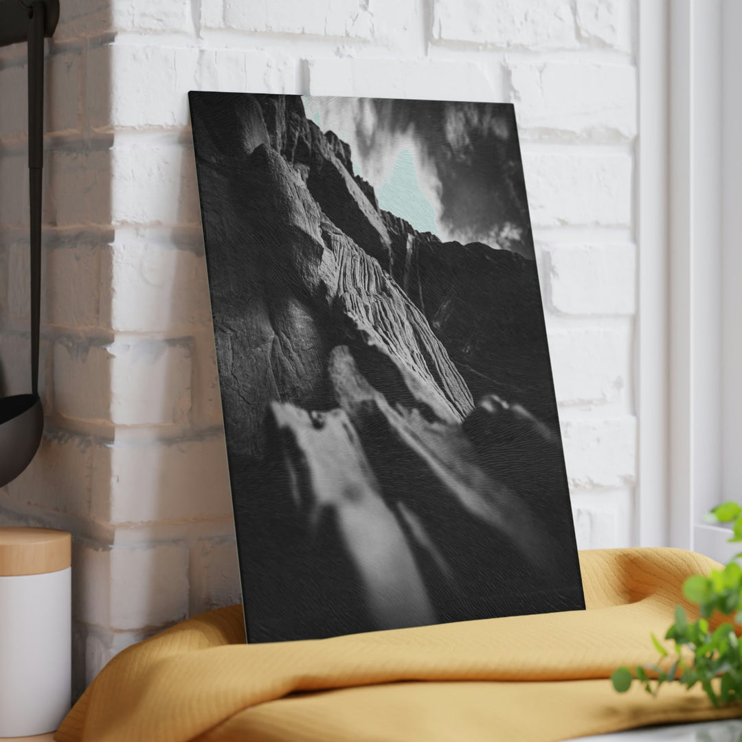 Layers of Rock in Black and White - Glass Cutting Board - Visiting This World