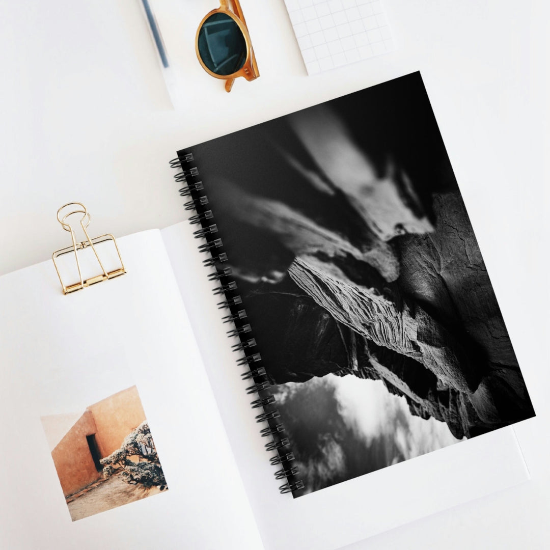 Layers of Rock in Black and White - Spiral Ruled Line Notebook - Visiting This World