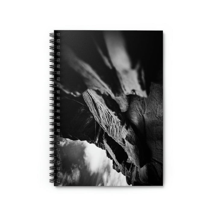 Layers of Rock in Black and White - Spiral Ruled Line Notebook - Visiting This World