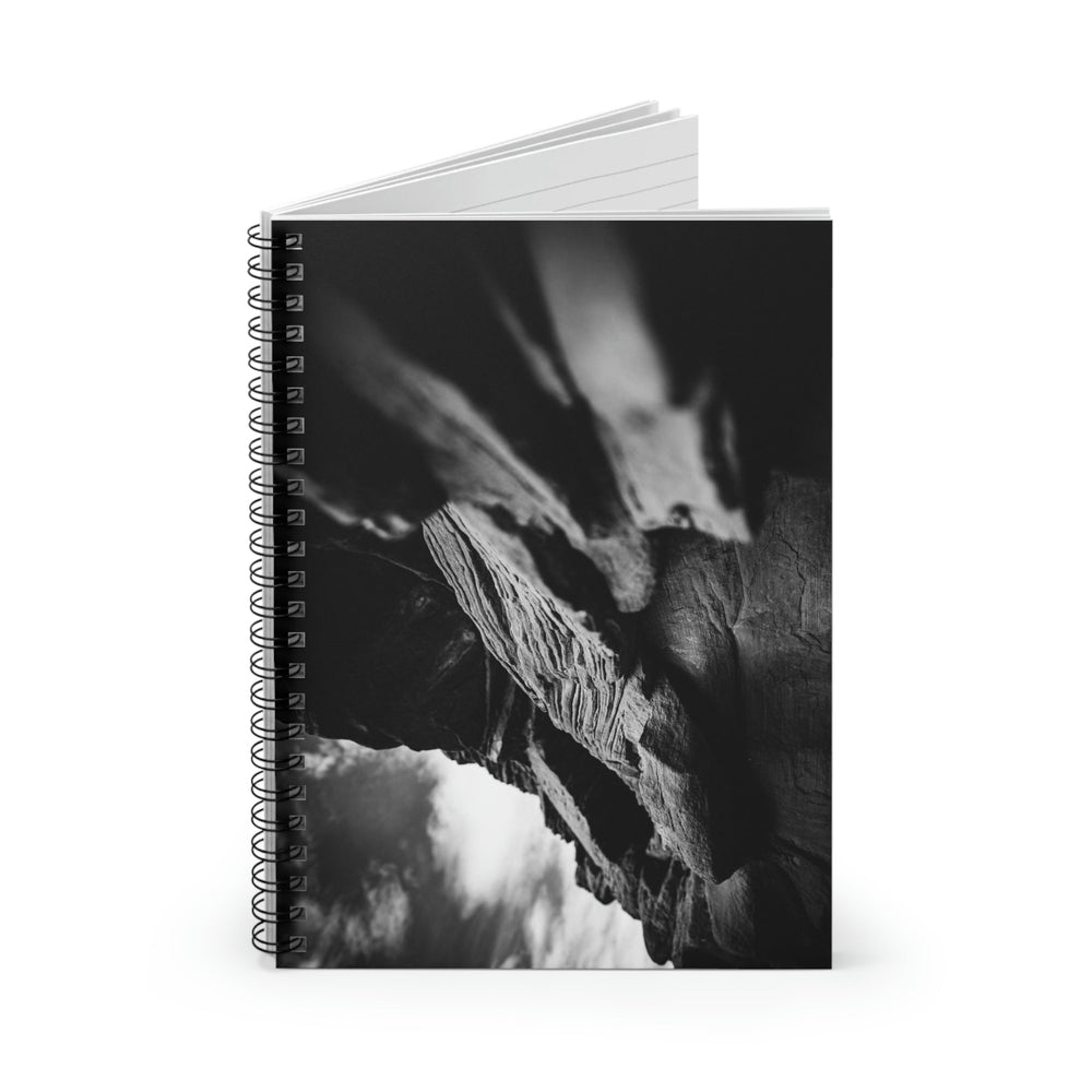 Layers of Rock in Black and White - Spiral Ruled Line Notebook - Visiting This World