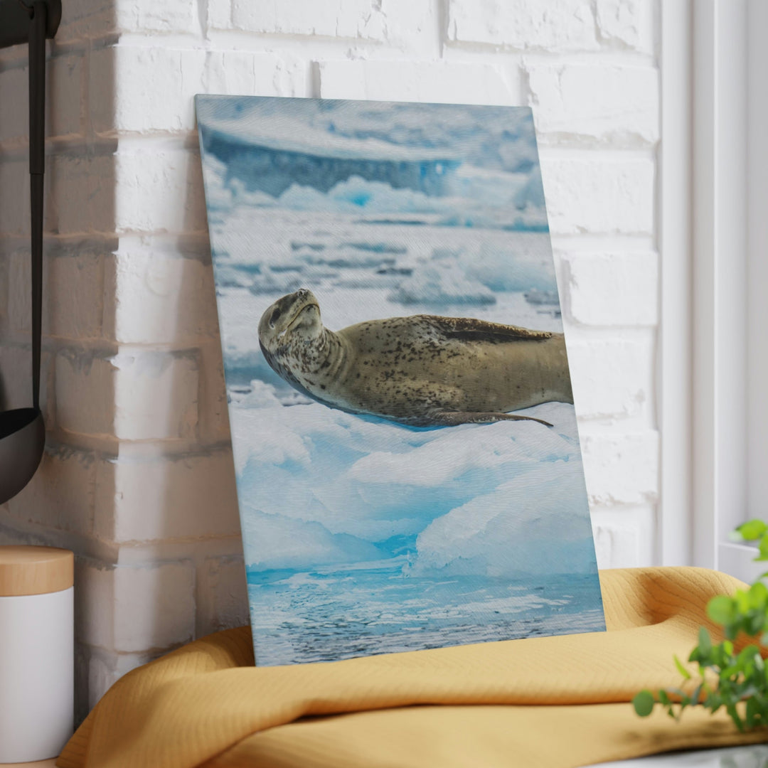 Leopard Seal Relaxing - Glass Cutting Board - Visiting This World