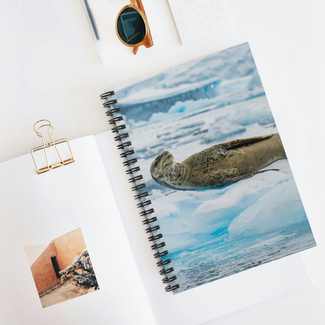 Leopard Seal Relaxing - Spiral Ruled Line Notebook - Visiting This World