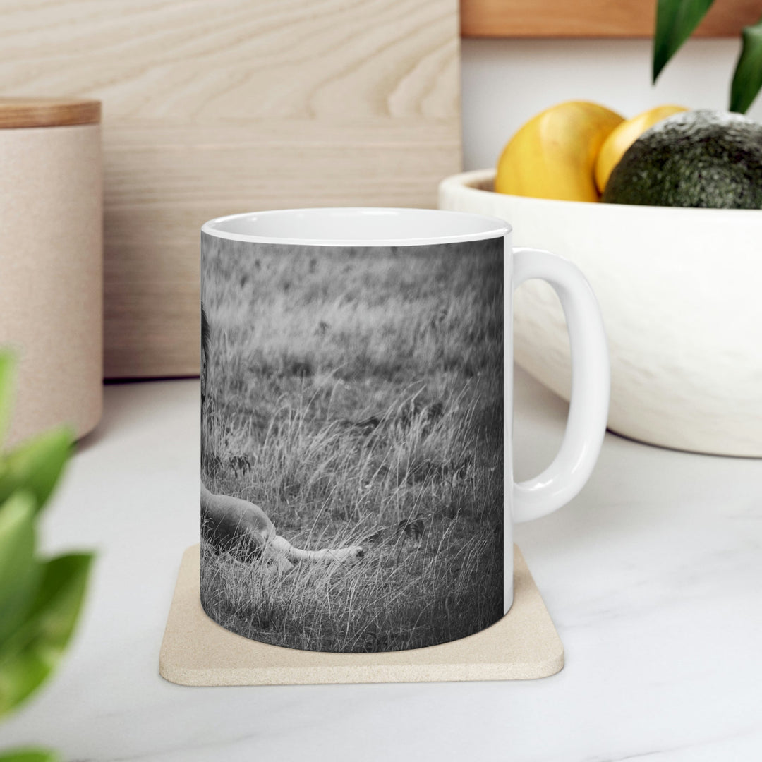 Mating Lions in Black and White - Ceramic Mug 11oz - Visiting This World