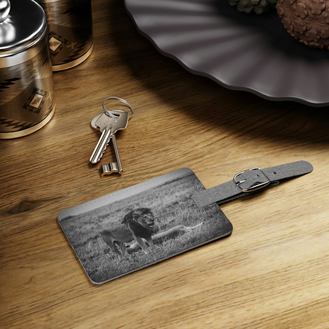 Mating Lions in Black and White - Luggage Tag - Visiting This World