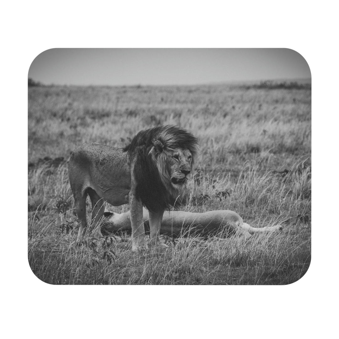 Mating Lions in Black and White - Mouse Pad (Rectangle) - Visiting This World