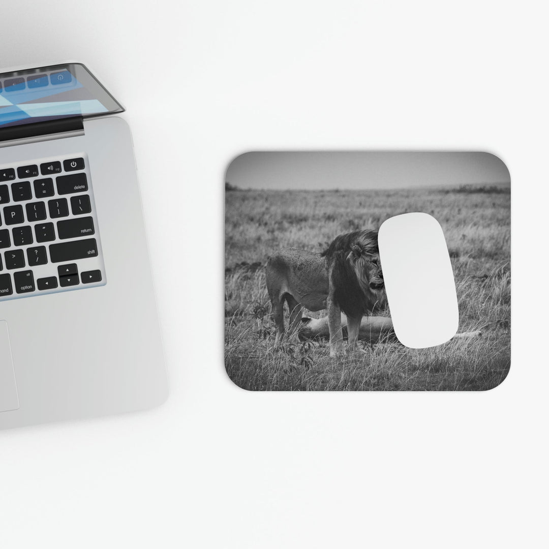 Mating Lions in Black and White - Mouse Pad (Rectangle) - Visiting This World