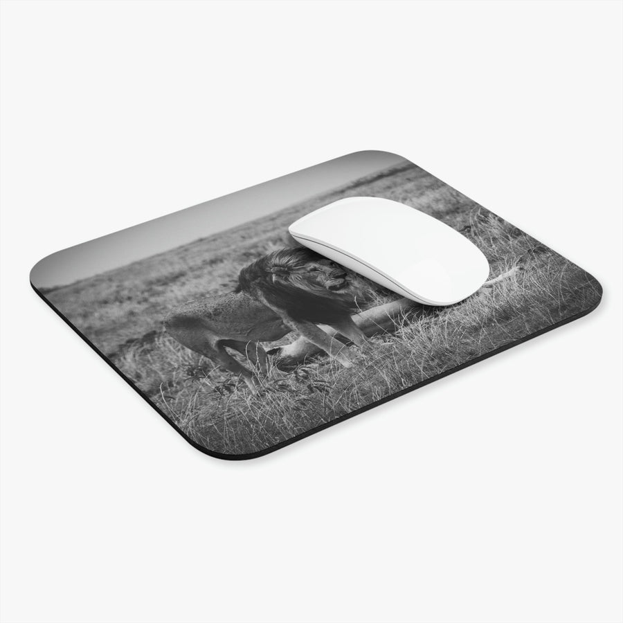 Mating Lions in Black and White - Mouse Pad (Rectangle) - Visiting This World