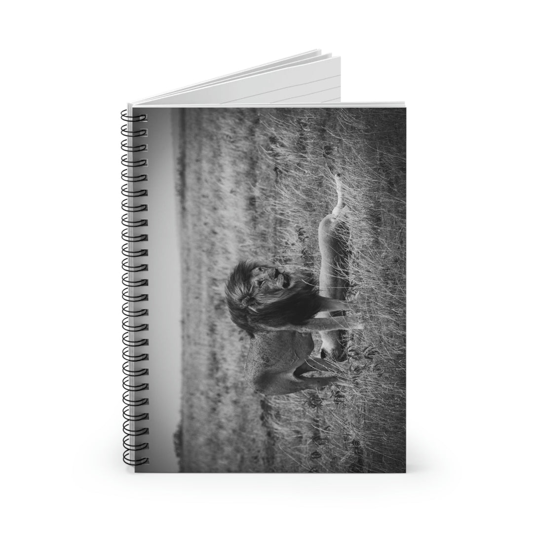 Mating Lions in Black and White - Spiral Ruled Line Notebook - Visiting This World