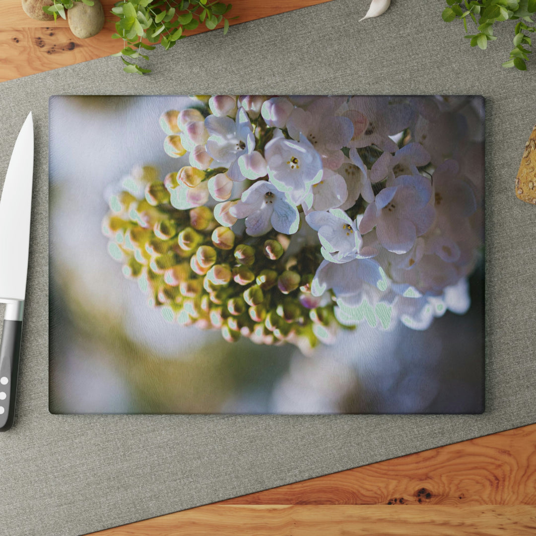 Mid-Bloom - Glass Cutting Board - Visiting This World