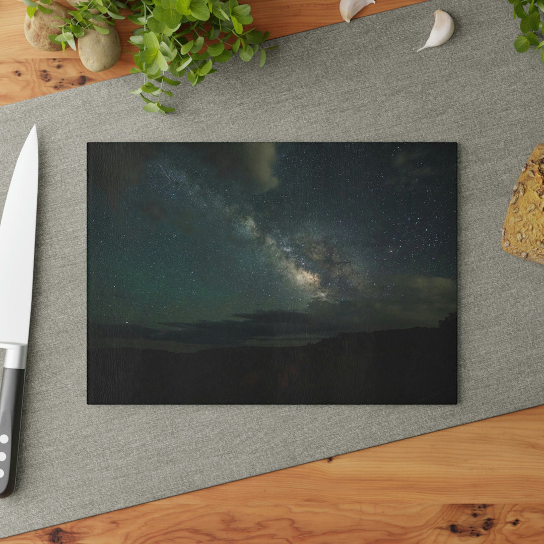 Milky Way Through the Clouds Part 2 - Glass Cutting Board - Visiting This World