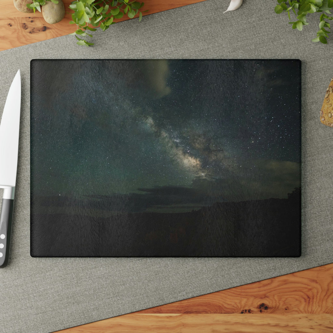 Milky Way Through the Clouds Part 2 - Glass Cutting Board - Visiting This World