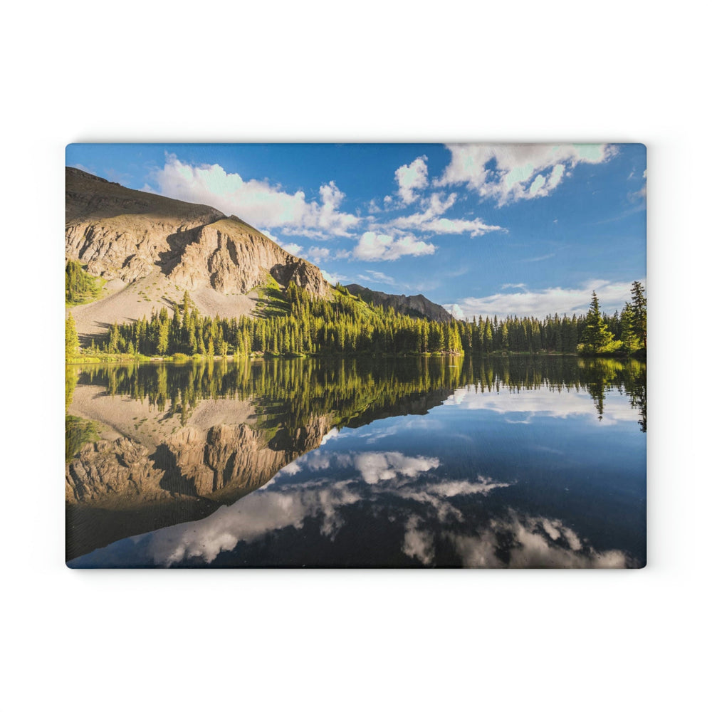 Mountain Scene Reflected - Glass Cutting Board - Visiting This World