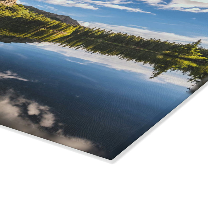 Mountain Scene Reflected - Glass Cutting Board - Visiting This World