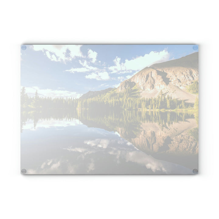 Mountain Scene Reflected - Glass Cutting Board - Visiting This World